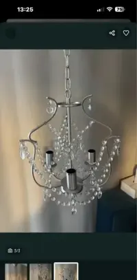 IKEA KRISTALLER Żyrandol, srebrny/szkło kryształki — ujęcie 3