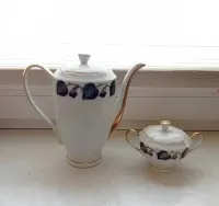 imbryk/dzbanek oraz cukiernica z porcelany, pozłacane Ćmielów VINTAGE! — ujęcie 2