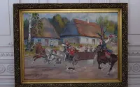 Jerzy Kossak - Wesele Krakowskie - Polski Stary Obraz Olejny — ujęcie 3