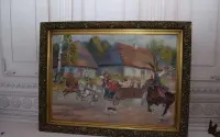 Jerzy Kossak - Wesele Krakowskie - Polski Stary Obraz Olejny — ujęcie 5