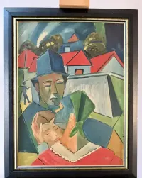 János KMETTY 1889–1975 Muzealny Obraz Klasyka Węgierskiego Kubizmu TOP — ujęcie 4