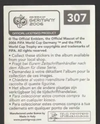 Karta kolekcjonerska Panini - piłka nożna - Mistrzostwa Świata 2006 Niemcy - Mundial - x15 — ujęcie 2