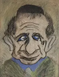 Karykatura Żyda - pastel - sygnowany — ujęcie 2