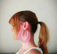 Kolczyki Boho handmade na szydełku koła — ujęcie 2