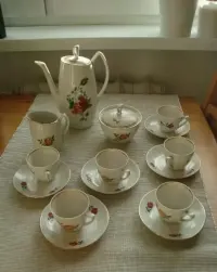 Kolekcja komplet zestaw kawowy Chodzież PRL vintage — ujęcie 2