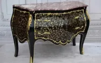 Komoda Boulle Brzuchata - Blat Marmur - Szafa Drewno + Brąz - UNIKAT — ujęcie 2