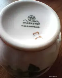 komplet porcelana biała Wałbrzych zielone kwiaty — ujęcie 4