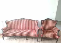 Komplet wypoczynkowy sofa, 2 fotele i stolik Ludwik Filip — ujęcie 4