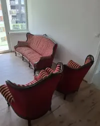 Komplet wypoczynkowy sofa, 2 fotele i stolik Ludwik Filip — ujęcie 5