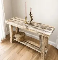 Konsola drewniana rustykalna 100 cm | lite drewno z odzysku — ujęcie 3