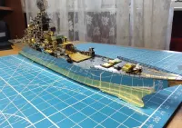 Krążownik Piotr Wielki złożony metalowy model Piececool 31 cm 270 elementów 1:800. Okręt dowództwa Floty Północnej z czasów katastrofy Kurska. — ujęcie 5
