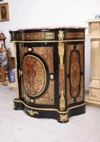 Królewska Komoda Boulle - Liczne Zdobienia, Drewno + Blat Marmur — ujęcie 5