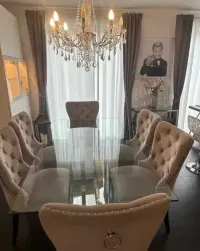 krzesła chesterfield Fotel Fotele charlotte velvet 8 szt szare — ujęcie 2