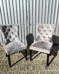 krzesła chesterfield Fotel Fotele charlotte velvet 8 szt szare — ujęcie 3