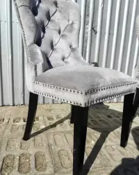 krzesła chesterfield Fotel Fotele charlotte velvet 8 szt szare — ujęcie 4