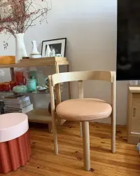 Krzesło ikea stocholm dąb, skóra mid century — ujęcie 2