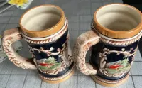 Kufle ceramiczne z motywem myśliwskim jeleń — ujęcie 2