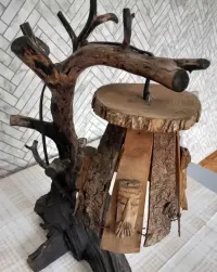 lampa drewniana z korzenia rękodzieło — ujęcie 2
