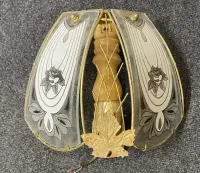 Lampa kinkiet, szkło w kwiaty, vintage retro prl — ujęcie 3