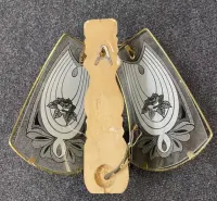 Lampa kinkiet, szkło w kwiaty, vintage retro prl — ujęcie 2