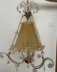 Lampa sufitowa żyrandol vintage z kryształkami — ujęcie 2