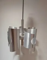 Lampa Vintage PRL Polam Bielsko-Biała | Typ D-155 | Lata 70. | Szczotkowane Aluminium — ujęcie 2
