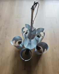 Lampa Vintage PRL Polam Bielsko-Biała | Typ D-155 | Lata 70. | Szczotkowane Aluminium — ujęcie 3