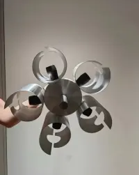 Lampa Vintage PRL Polam Bielsko-Biała | Typ D-155 | Lata 70. | Szczotkowane Aluminium — ujęcie 4