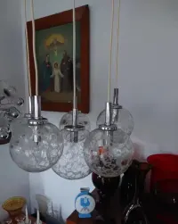 Lampa wisząca szkło chrom z lat 70 w stylu SPACE AGE — ujęcie 3