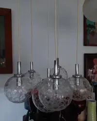 Lampa wisząca szkło chrom z lat 70 w stylu SPACE AGE — ujęcie 4