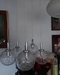 Lampa wisząca szkło chrom z lat 70 w stylu SPACE AGE — ujęcie 5
