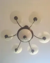 Lampa wisząca żyrandol mosiądz 6 punktów światła dwudzielna — ujęcie 3