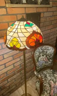 Lampa witrażowa Tiffany stojąca vintage pałacowa antyczna unikatowa — ujęcie 3