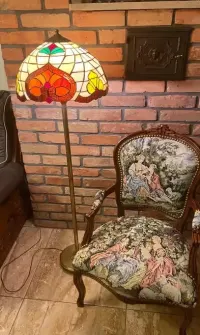 Lampa witrażowa Tiffany stojąca vintage pałacowa antyczna unikatowa — ujęcie 5