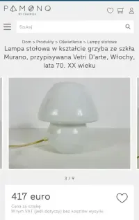 Lampka Grzybek Murano Mushrrom Seguso Vetri d'Arte Włochy 1970te Top — ujęcie 2
