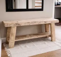 Ławka drewniana 60 cm | ławka do przedpokoju | farmhouse | handmade — ujęcie 2