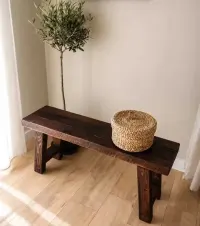 Ławka drewniana 60 cm | ławka do przedpokoju | farmhouse | handmade — ujęcie 5