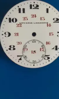 Lituania Laikrodis,porcelanowa tarcza,zegarek kieszonkowy,antyk — ujęcie 2