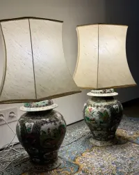 Luksusowa Para Chińskich Porcelanowych Lamp Famille Noire Top Design — ujęcie 2