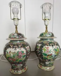 Luksusowa Para Chińskich Porcelanowych Lamp Famille Noire Top Design — ujęcie 5