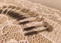 Łyżeczki mokka vintage 10 cm – złocone, drewno | styl skandynawski — ujęcie 2