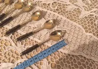 Łyżeczki mokka vintage 10 cm – złocone, drewno | styl skandynawski — ujęcie 5