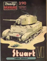 Mały Modelarz 3 1990 czołg STUART VI model 1:25 - nie rozcięty — ujęcie 4