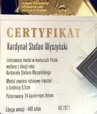 Medal w konturach Polski Kardynał Stefan Wyszyński — ujęcie 2