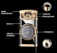 Metalowa Zapalniczka Gazowa + Zegarek + BUTELKA GAZU — ujęcie 2