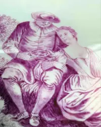 Miśnia ok 1750 r. Bulionówka sceny Watteau, stan bez wad i bez napraw - Unikat — ujęcie 4