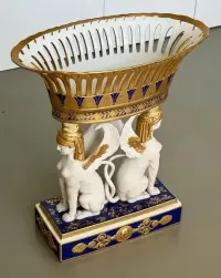 Monumentalna Patera Sèvres XIX w. Neoklasycyzm Sfinksy Porcelana Muzealna Unikat Oryginalne Złocenia Stan Idealny Francuska Sztuka Luksusowa Cudo TOP — ujęcie 5