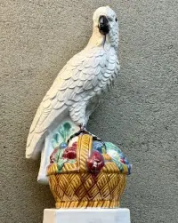 Muzealna Figura Papuga 46cm Eichwald Majolica XIXw Unikat stan idealny — ujęcie 3