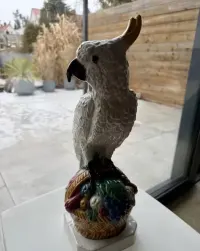 Muzealna Figura Papuga 46cm Eichwald Majolica XIXw Unikat stan idealny — ujęcie 5
