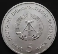 Niemcy NRD 5 marek 1990 - Poczta 500-lecie - stan menniczy - — ujęcie 2